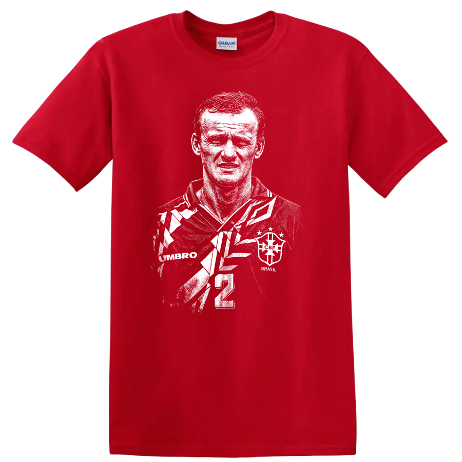 Black and white retro soccer portrait of Cláudio Taffarel T-shirt - Red