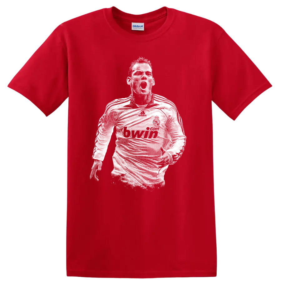 Retro pixel-style Cristiano Ronaldo portrait T shirt - Red