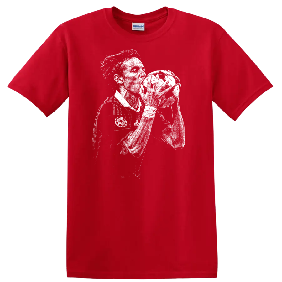 Retro soccer portrait of Filippo Inzaghi legend style T shirt - Red