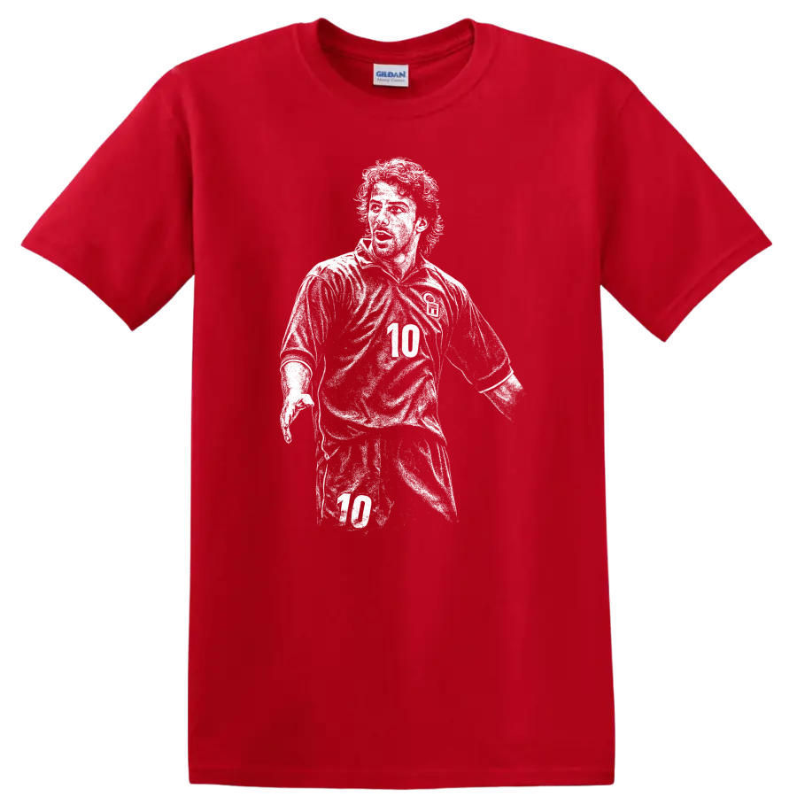 Retro soccer portrait of Alessandro Del Piero legend style T shirt - Red