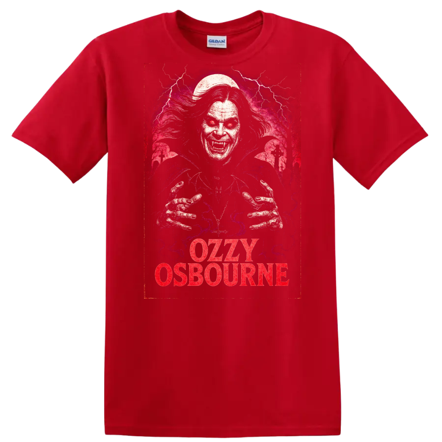 Ozzy Osbourne Retro Heavy Metal Horror Art T Shirt - Red