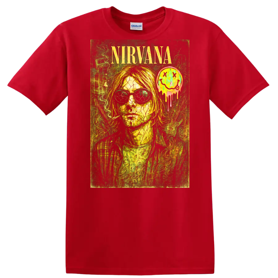 Nirvana Retro Rock Album Cover Legend Style T Shirt - Red