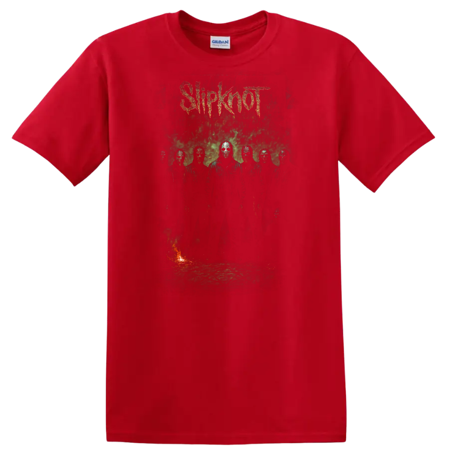 Slipknot Retro Heavy Metal Band Album Cover Style T Shirt - Red
