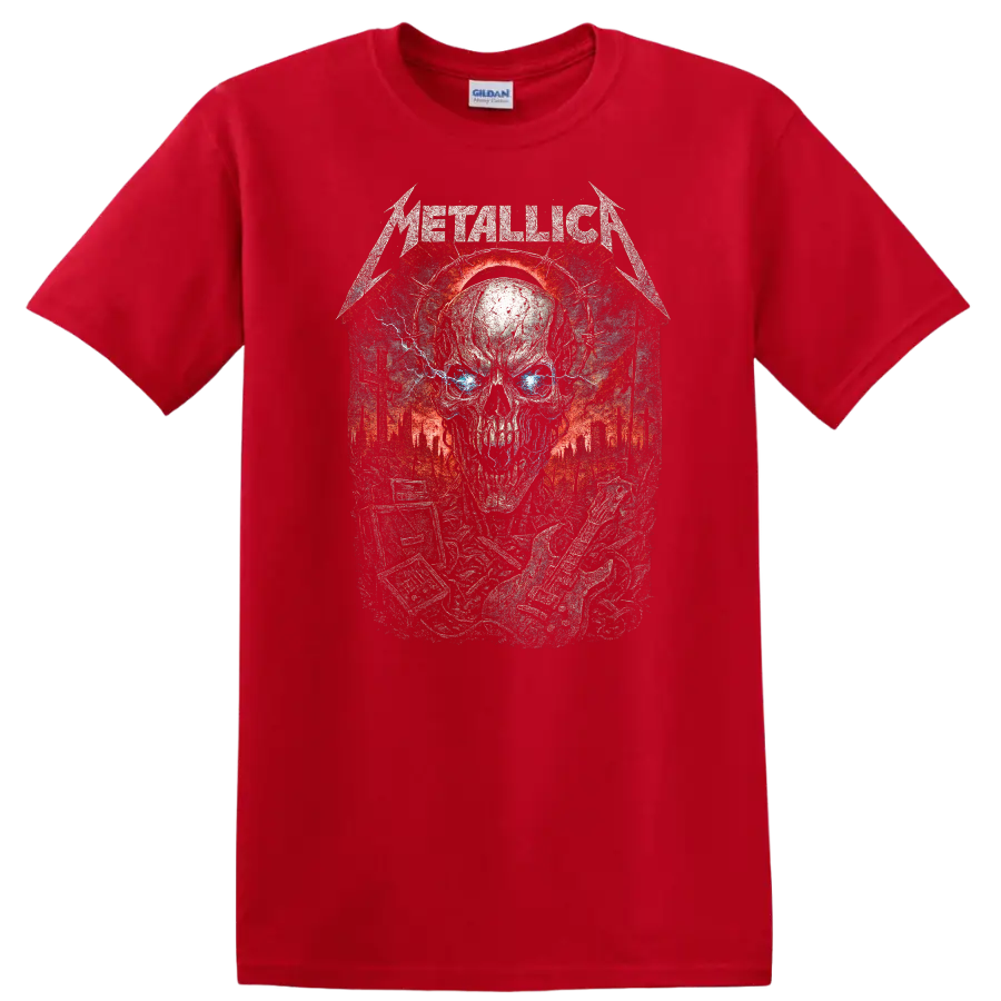 Metallica Skull Heavy Metal Album Art Graphic T Shirt - Red