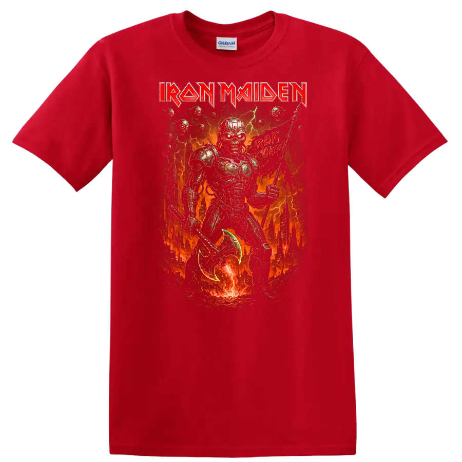 Iron Maiden Retro Heavy Metal Album Cover Style T Shirt - Red