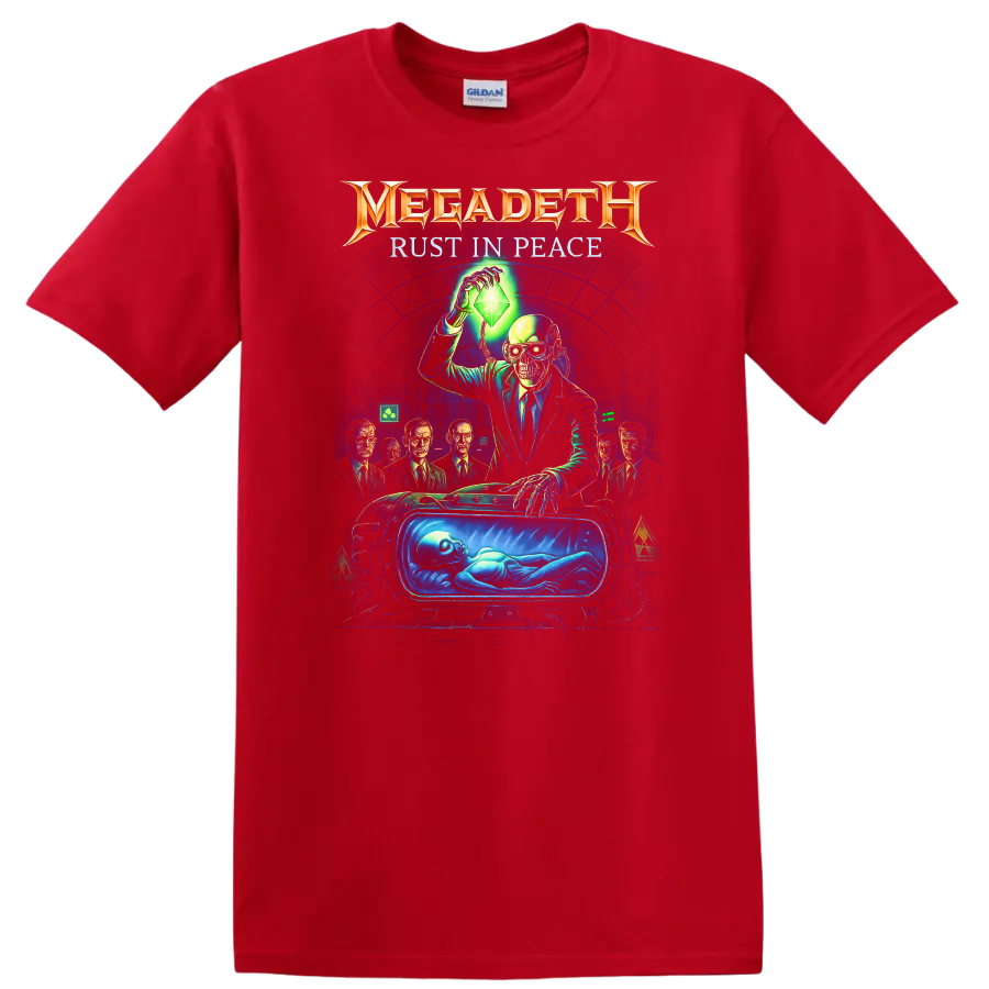 Megadeth Rust In Peace Retro Heavy Metal Album Art T Shirt - Red