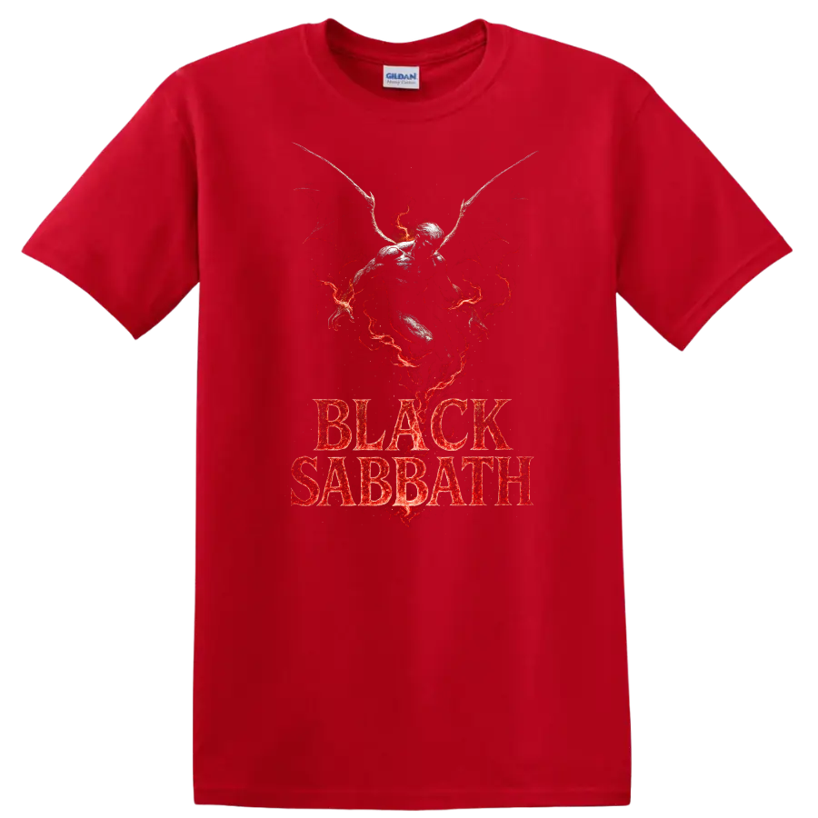 Black Sabbath Heavy Metal Legend Style T Shirt Retro Rock Graphic - Red