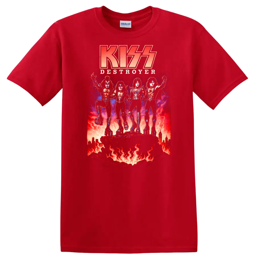 KISS Destroyer Retro Heavy Metal Album Cover Legend Style T Shirt - Red