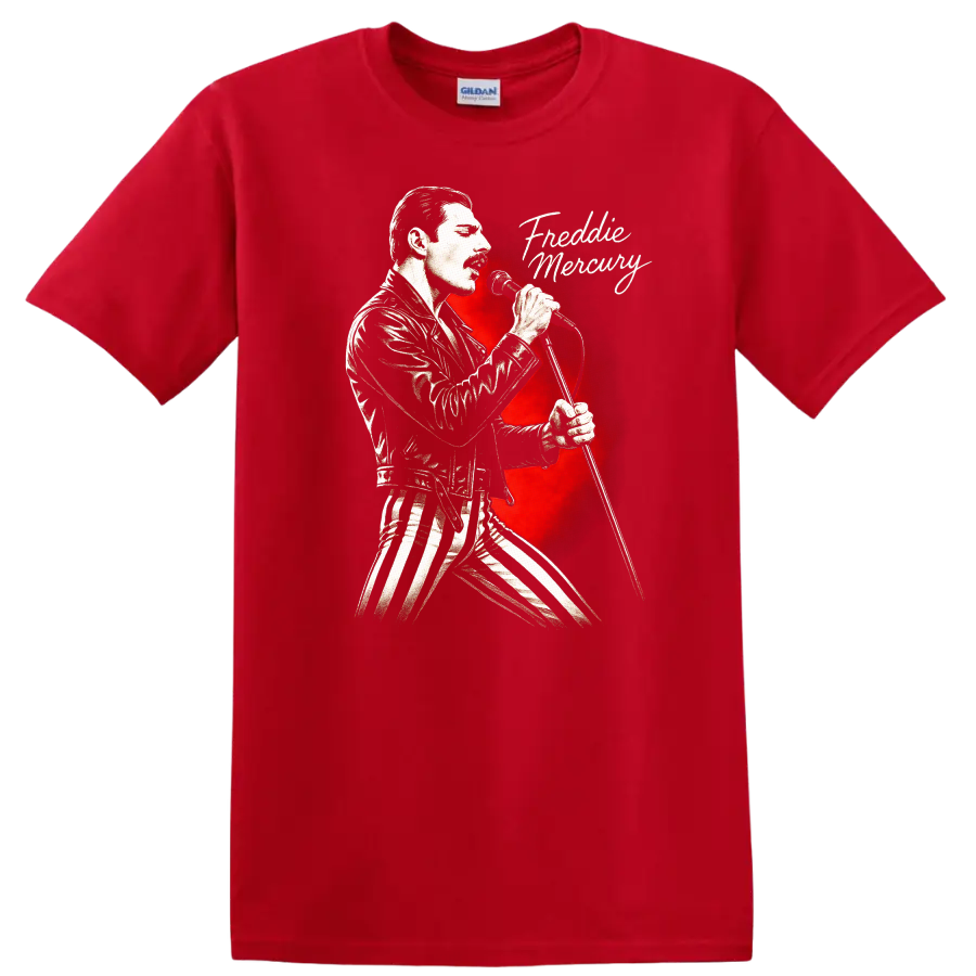 Freddie Mercury Retro Rock Heavy Metal Legend Style T Shirt - Red