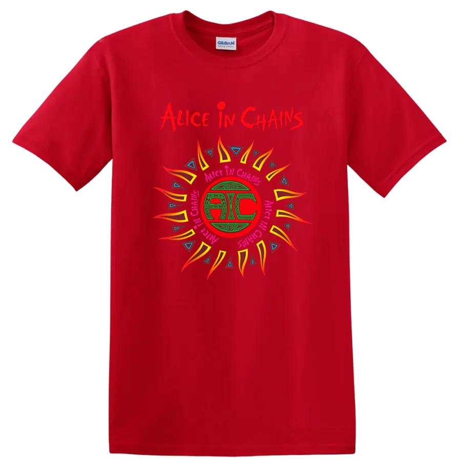 Alice In Chains Retro Heavy Metal Album Art T Shirt - Red