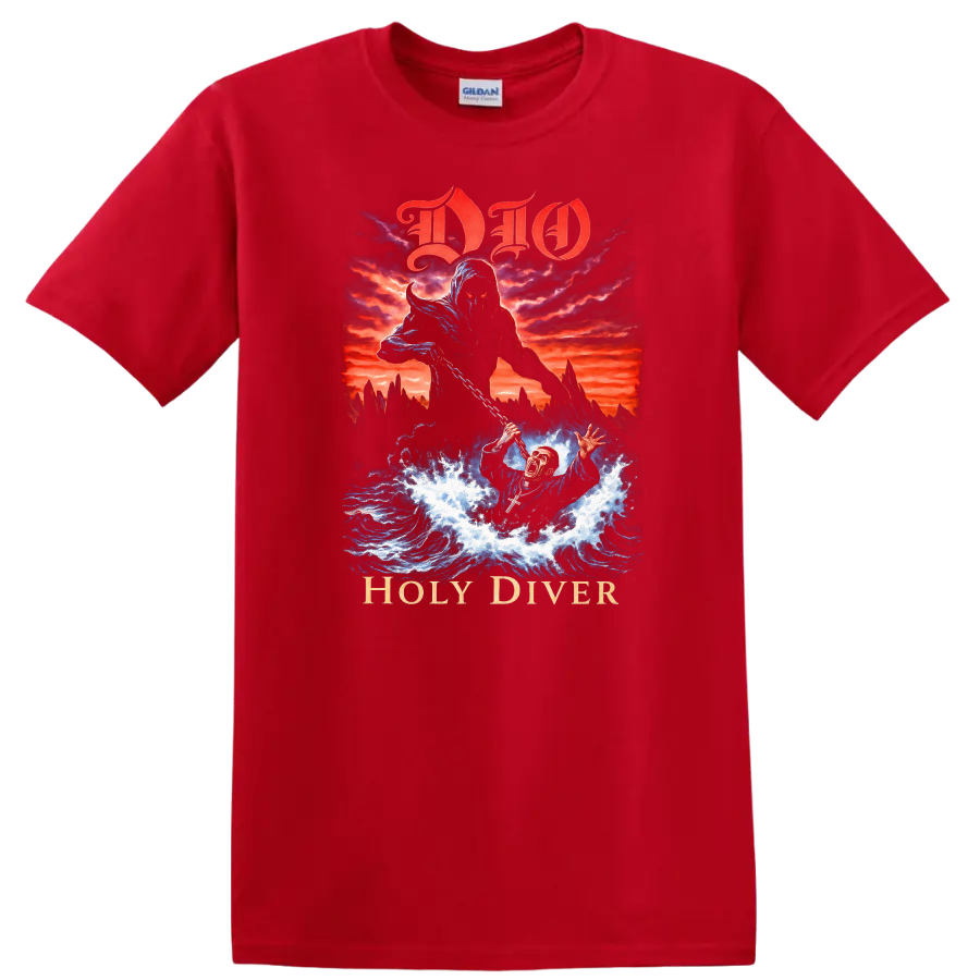 DIO Holy Diver Retro Heavy Metal Album Cover T Shirt - Red