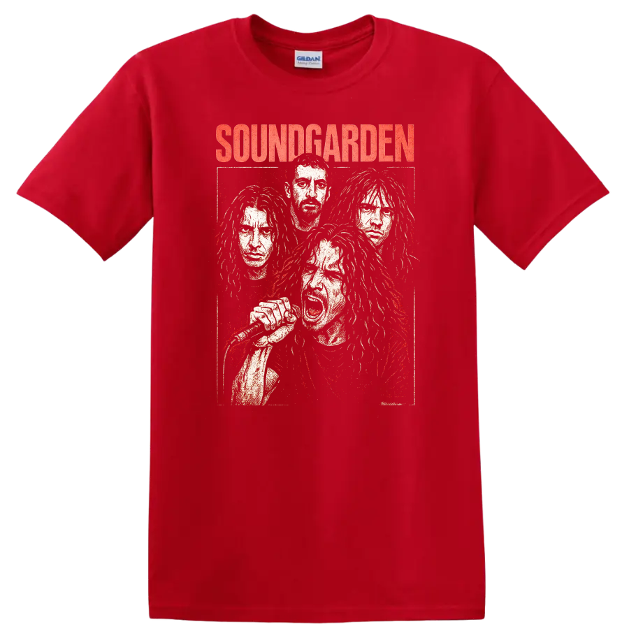 Soundgarden Retro Heavy Metal Album Cover Style T Shirt - Red
