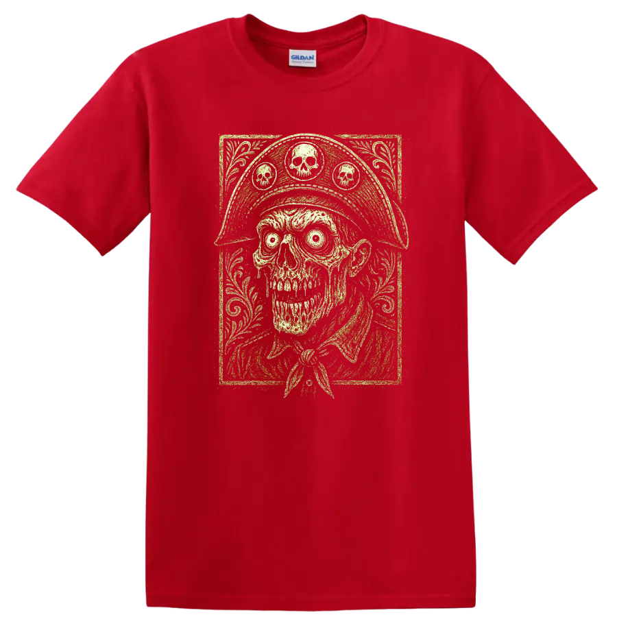 Retro Skull Heavy Metal Legend Graphic T Shirt for Rock Fans - Red