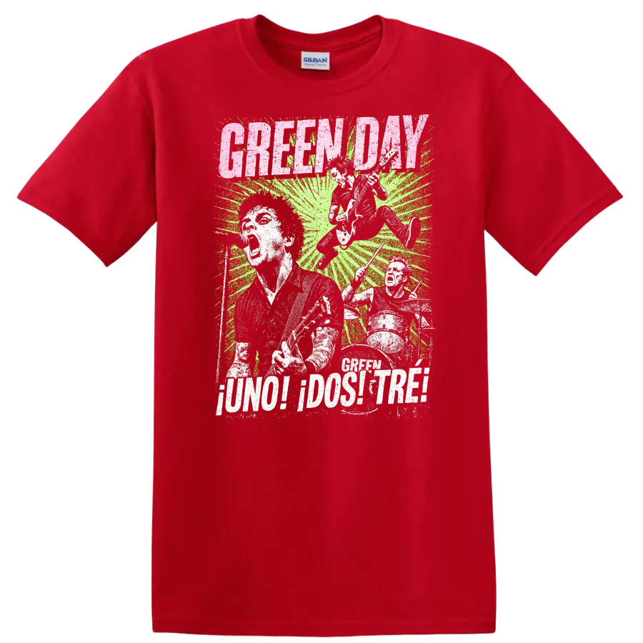 Green Day Punk Rock Retro Heavy Metal Album Style T Shirt - Red