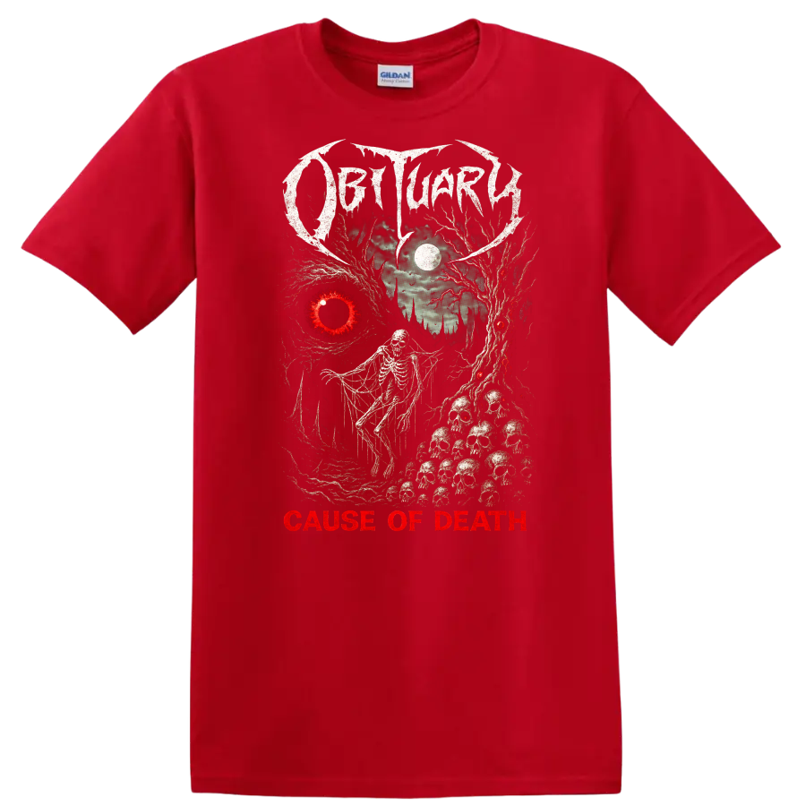 Death Metal Cause of Death Retro Heavy Metal Album Cover T Shirt - Red