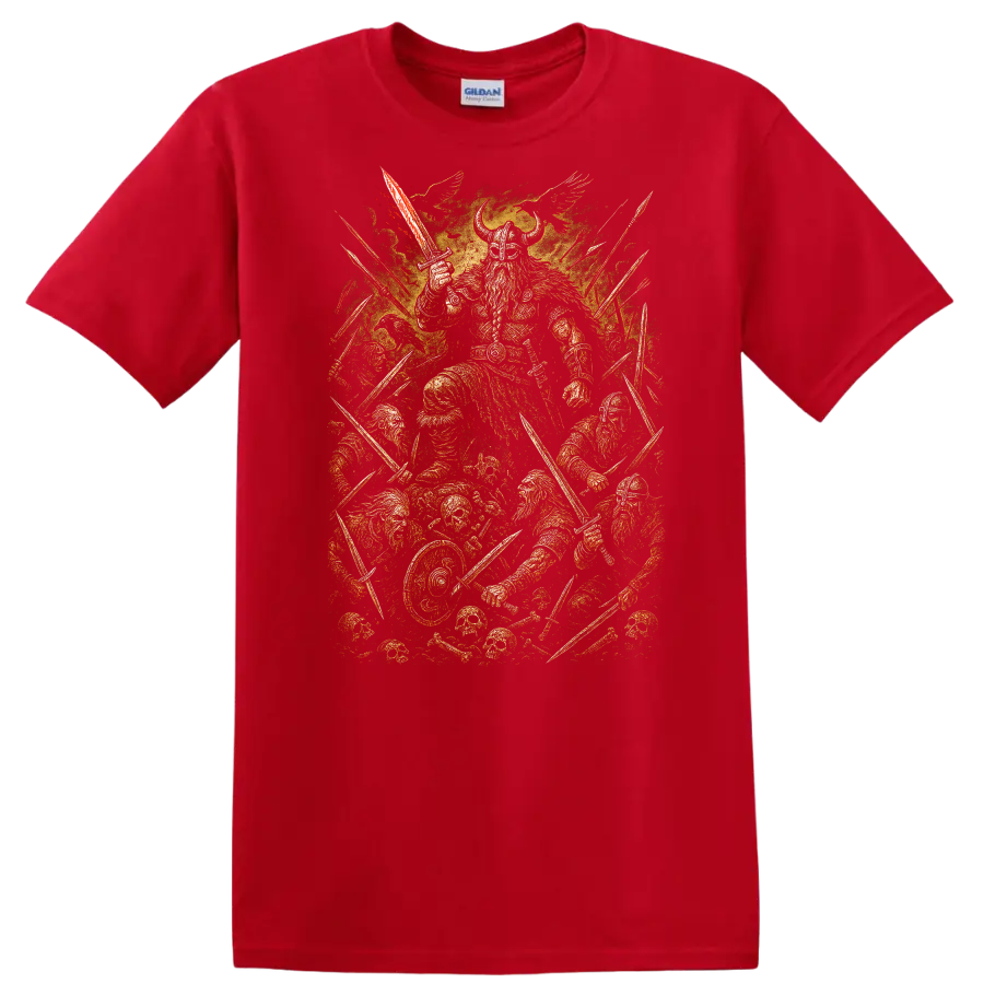 Retro Heavy Metal Warrior T Shirt Vintage Rock Album Cover Style - Red