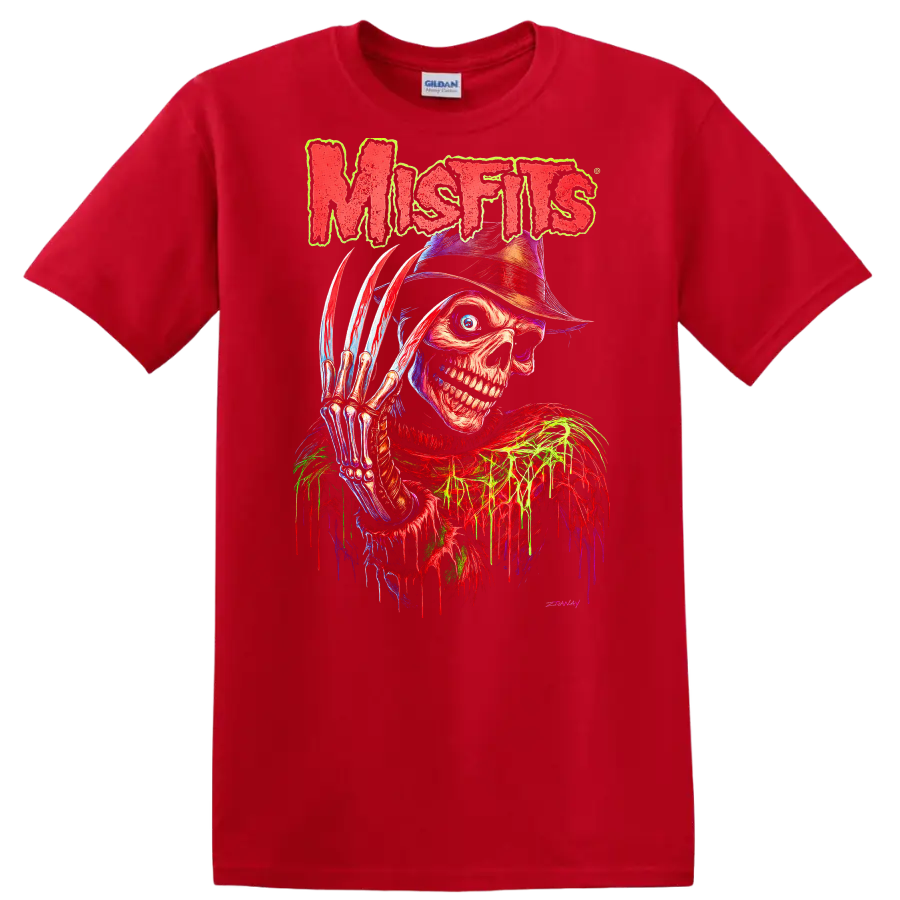 Mistfits Retro Horror Skull T Shirt Heavy Metal Album Cover Style - Red