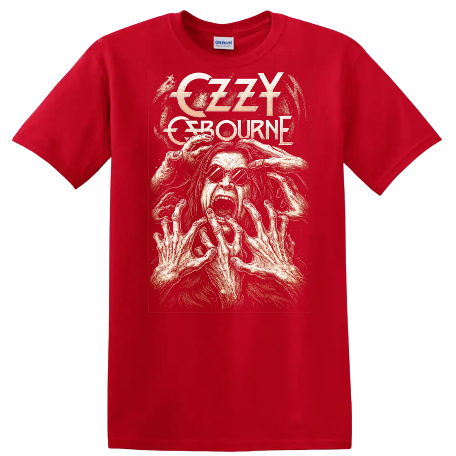 Creepy Retro Rock Legend Horror Face Album Cover Style T Shirt - Red