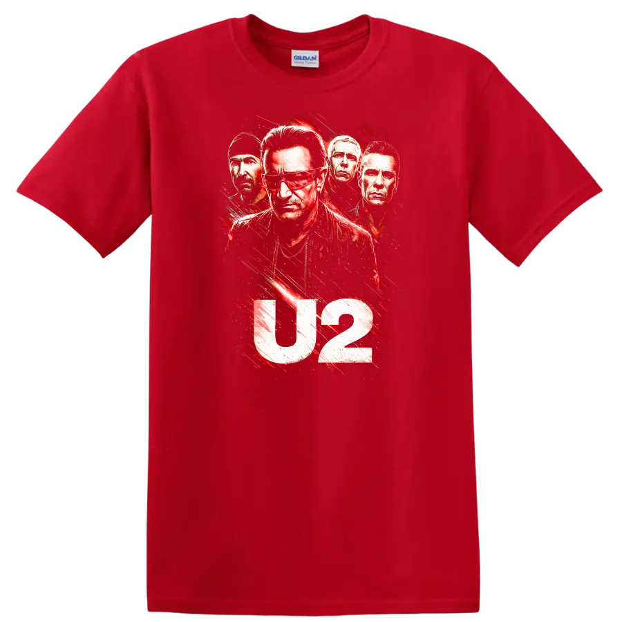 U2 Retro Rock Heavy Metal Album Cover Style T Shirt - Red