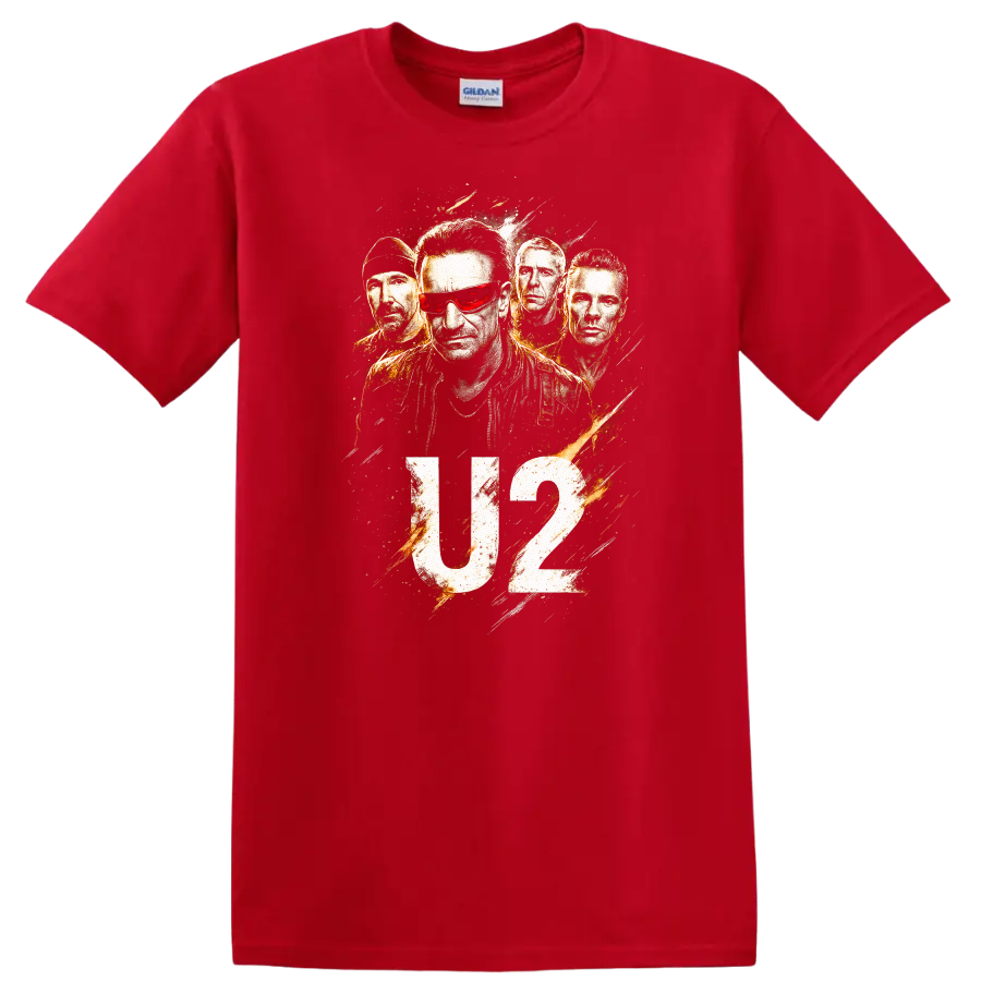 U2 Retro Rock Heavy Metal Album Cover Legend Style T Shirt - Red