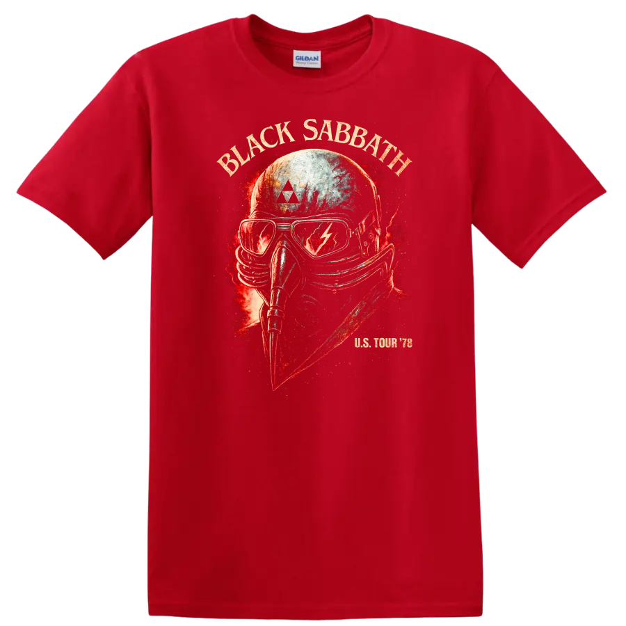 Black Sabbath Retro Heavy Metal Album Style T Shirt for Rock Fans - Red