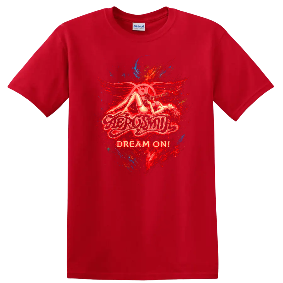 Retro Rock Dream On Heavy Metal Legend Style T Shirt - Red