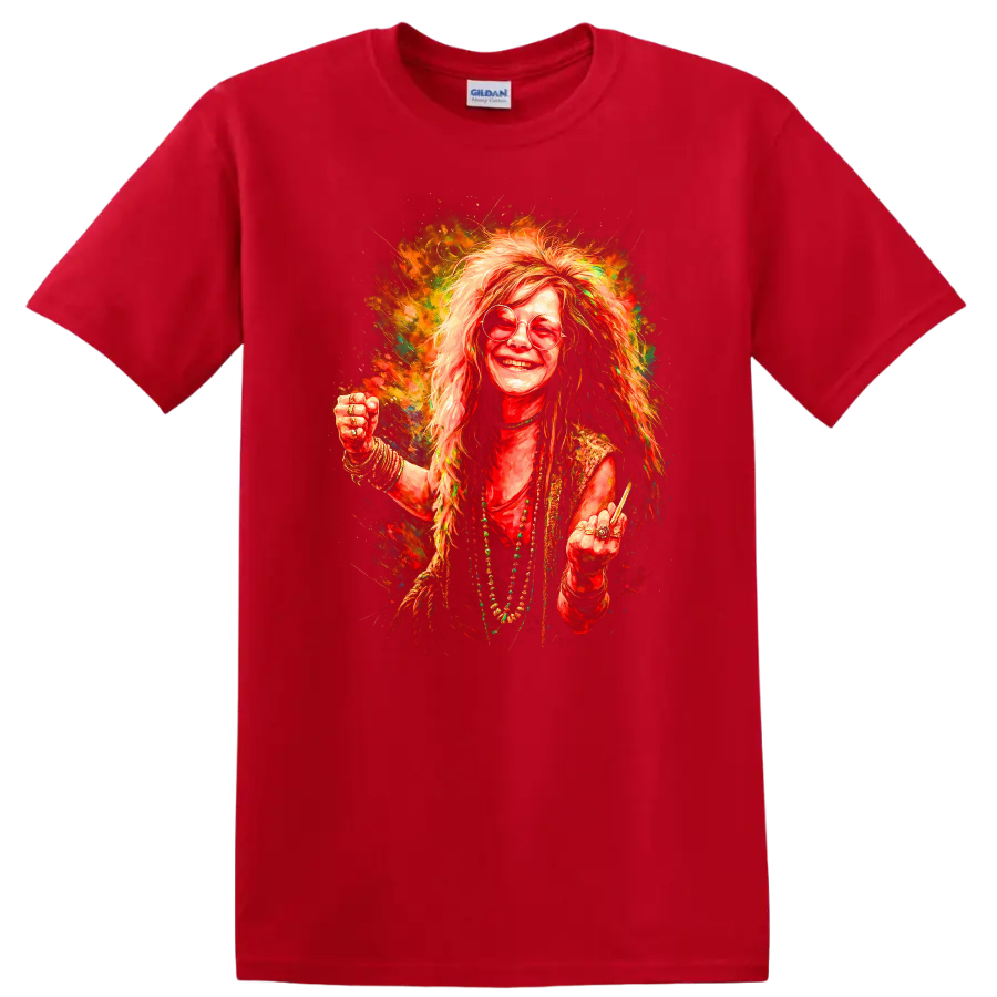 Retro Rock Legend Portrait T Shirt Heavy Metal Psychedelic Album Art - Red