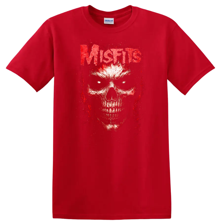 Mistis Blood Skull Retro Heavy Metal Rock Band T Shirt - Red
