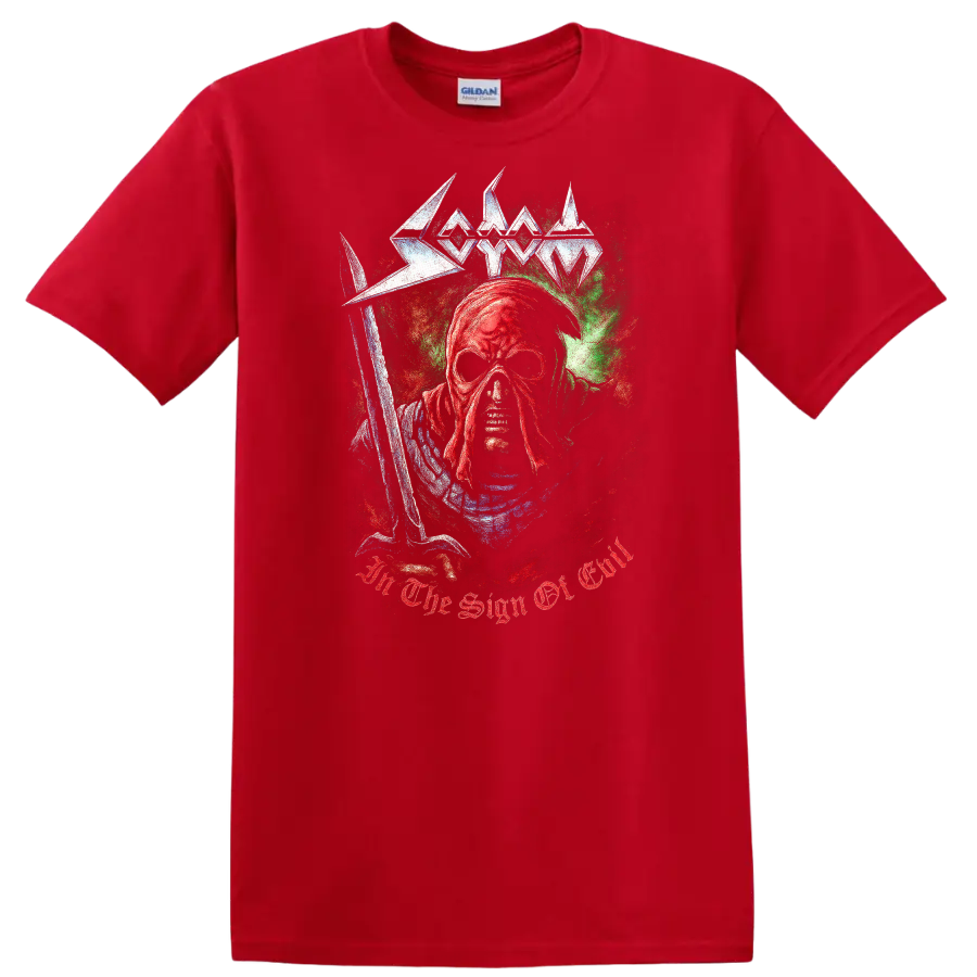 Retro Heavy Metal Skull Band Style T Shirt Gothic Rock Legend Art - Red
