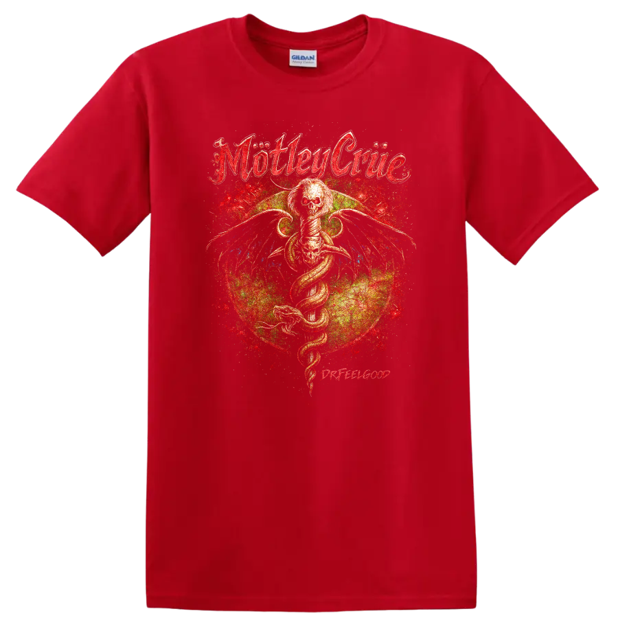 Motley Crue Retro Heavy Metal Album Cover Legend Style T Shirt - Red