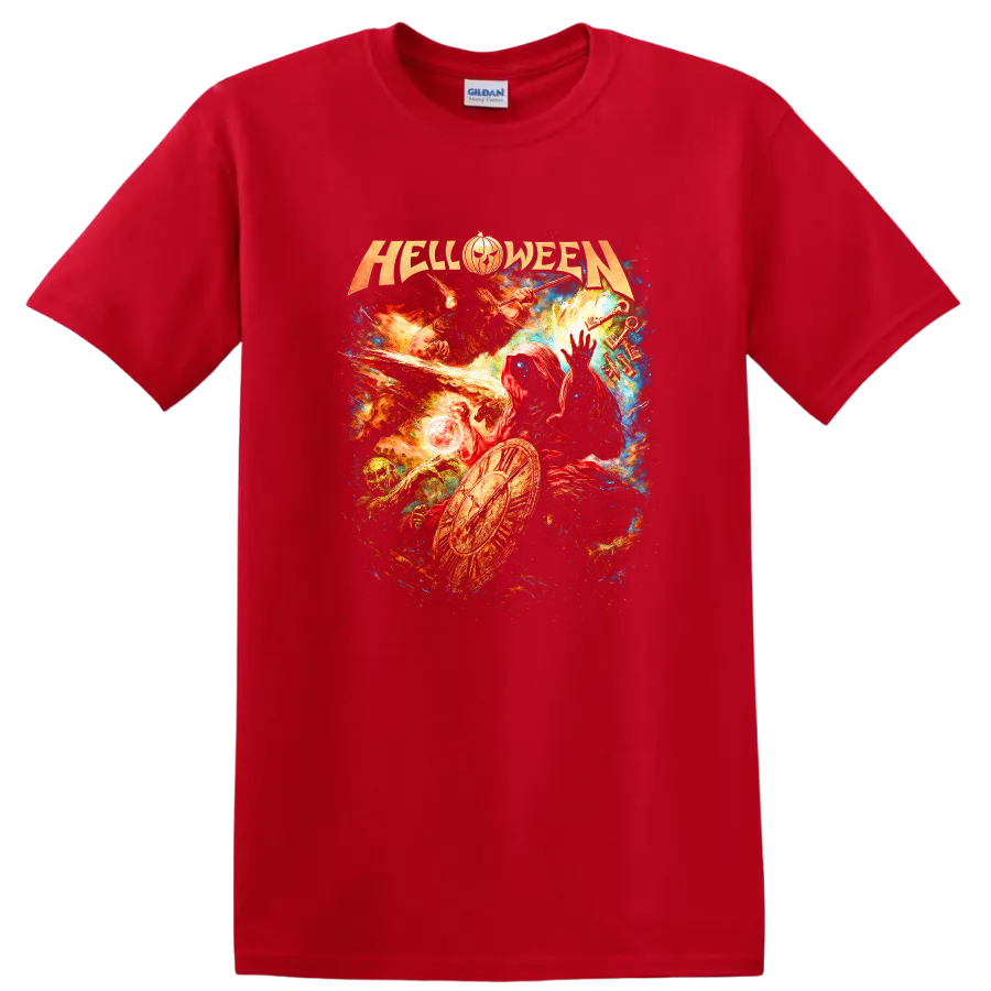 Halloween Heavy Metal Retro Rock Album Cover Style T Shirt - Red
