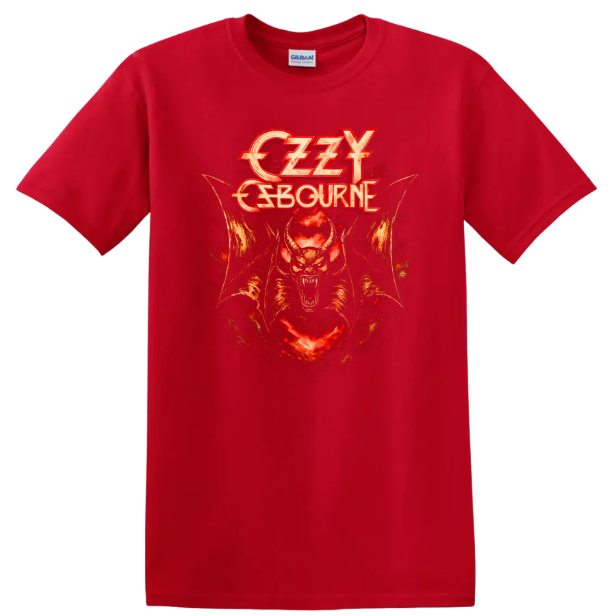 Ozzy Osbourne Retro Heavy Metal Demon T Shirt Vintage Rock Legend - Red