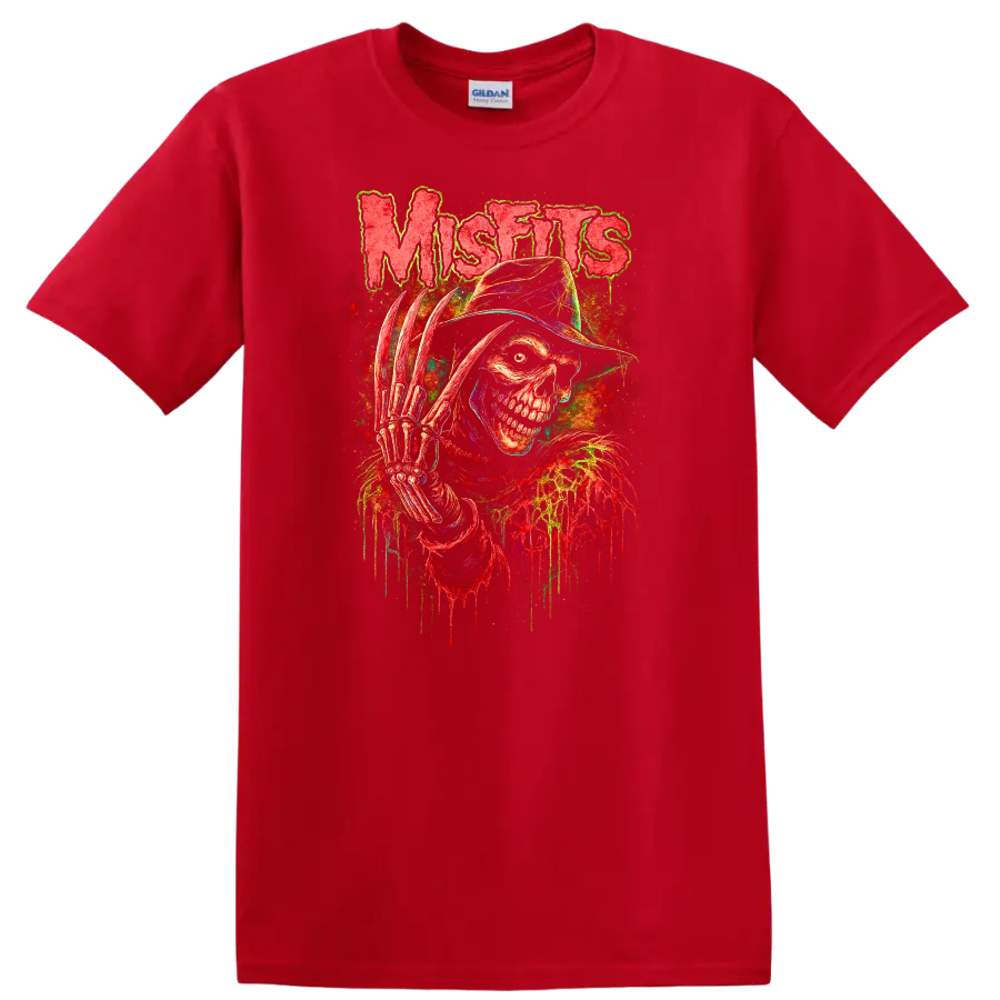 Misfits Retro Heavy Metal Skull T Shirt Neon Album Cover Legend - Red