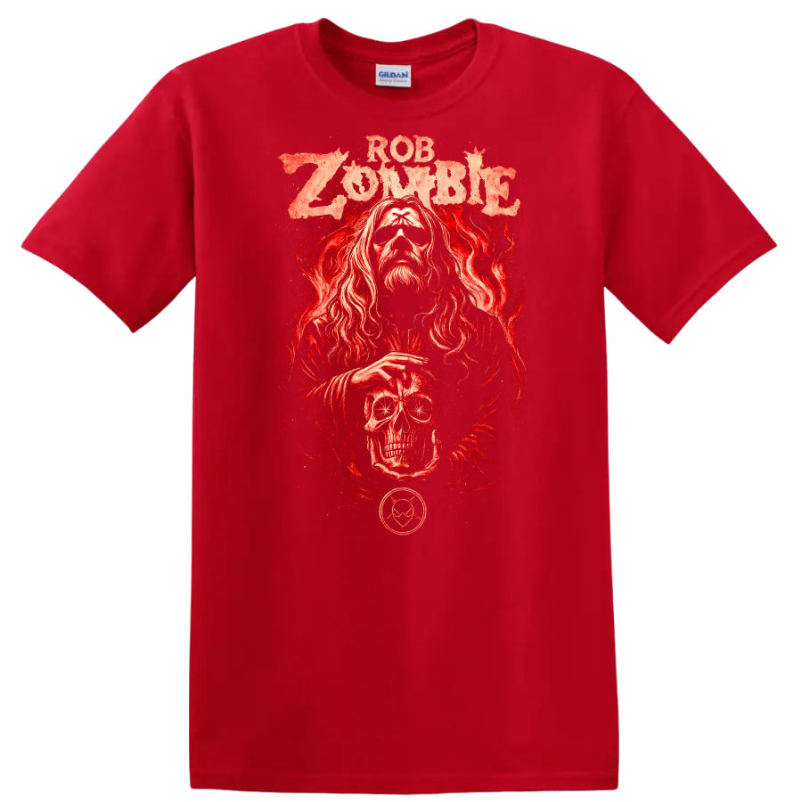 Rob Zombie Heavy Metal Album Art Style Red Graphic T Shirt - Red