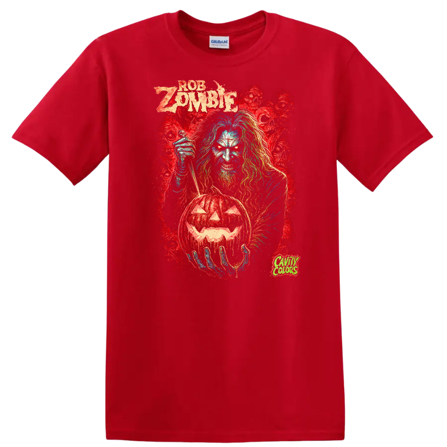 Retro Zombie Rock Legend Album Cover T Shirt Heavy Metal Horror Graphic - Red