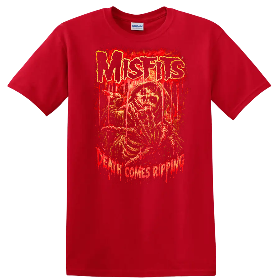 Misfits Horror Skull Heavy Metal Retro Rock T Shirt - Red