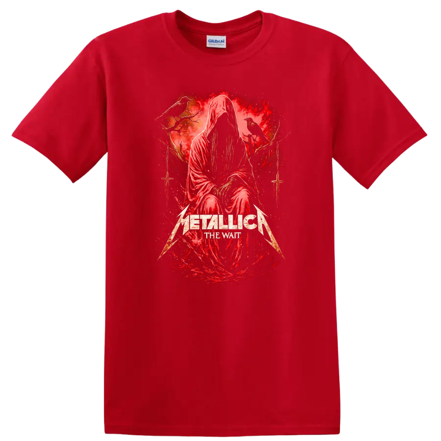 Metallica The Wait Retro Heavy Metal Album Art T Shirt - Red