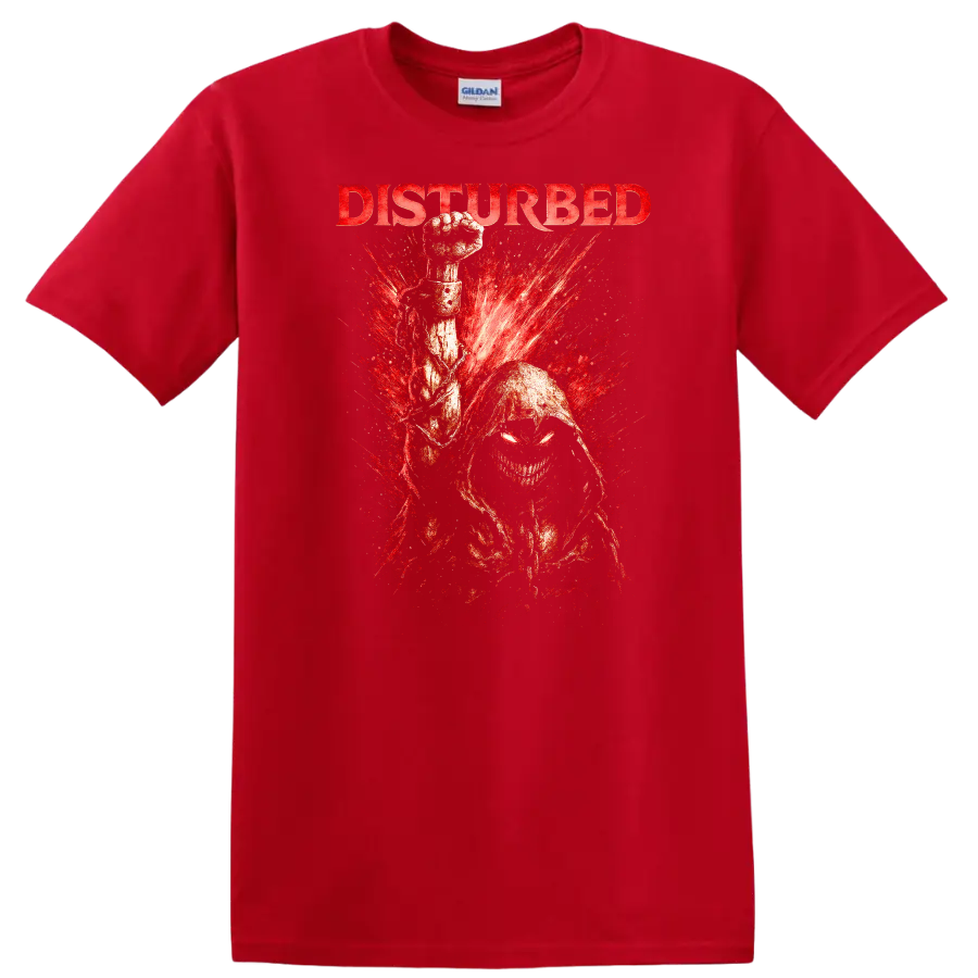 Disturbed Heavy Metal Band Style Graphic T Shirt Retro Rock Legend - Red