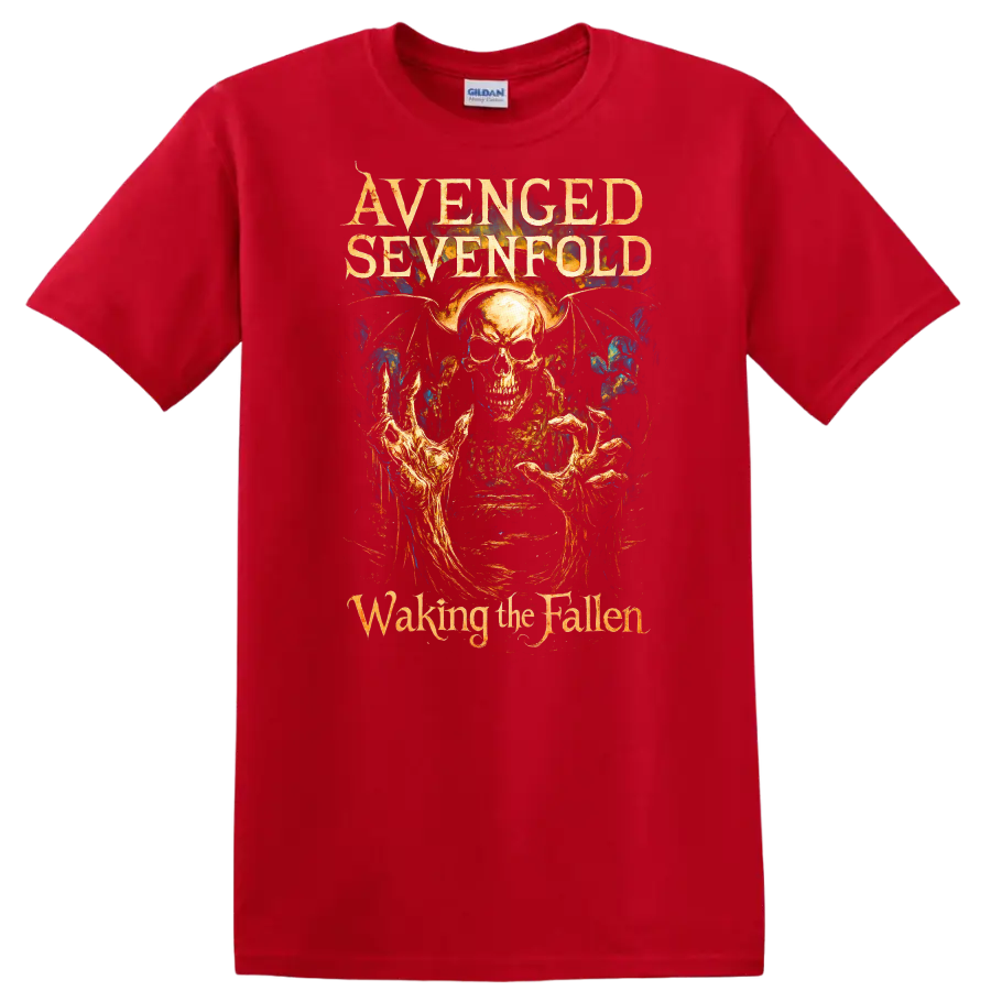 Avenged Sevenfold Waking the Fallen Retro Metal Album Art T Shirt - Red