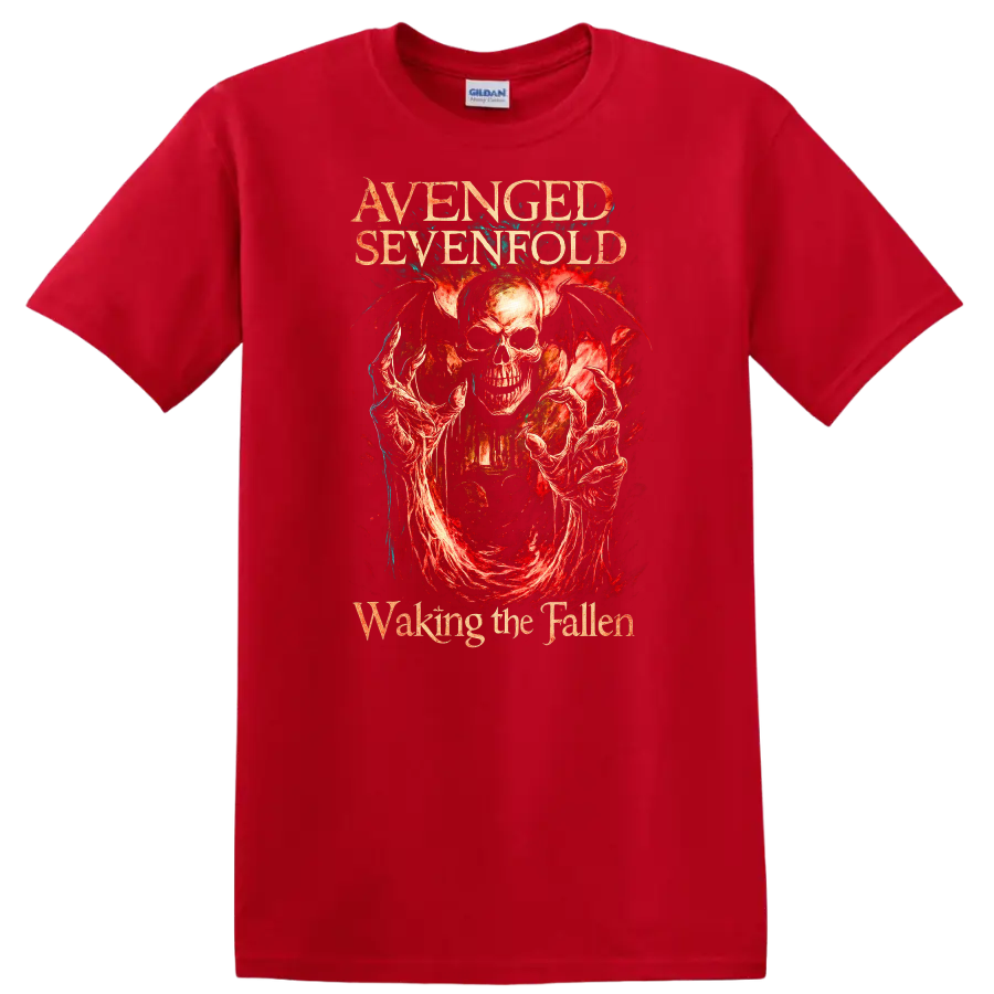 Avenged Sevenfold Retro Heavy Metal Skull Album Art T Shirt - Red