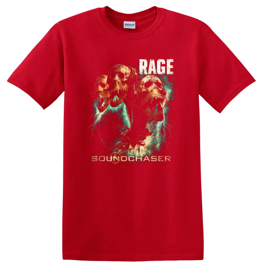 Rage Soundchaser Retro Heavy Metal Skull T Shirt Album Cover Style - Red