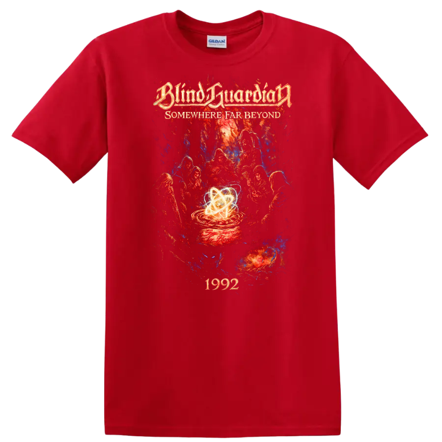 Blind Guardian Somewhere Far Beyond Retro Heavy Metal T Shirt 1992 Album Art - Red