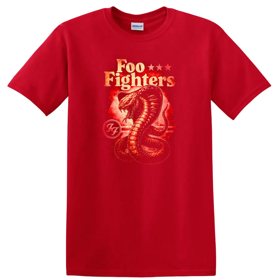 Foo Fighters Retro Heavy Metal Cobra Album Cover Style T Shirt - Red