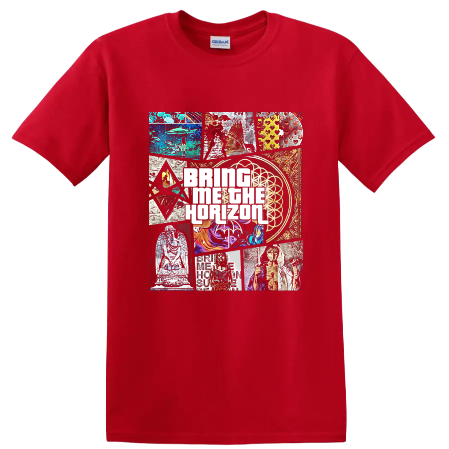 Bring Me The Horizon rock metal collage graphic print T - Red