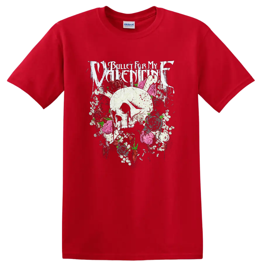 Bullet for My Valentine skull and roses graphic print T - Red