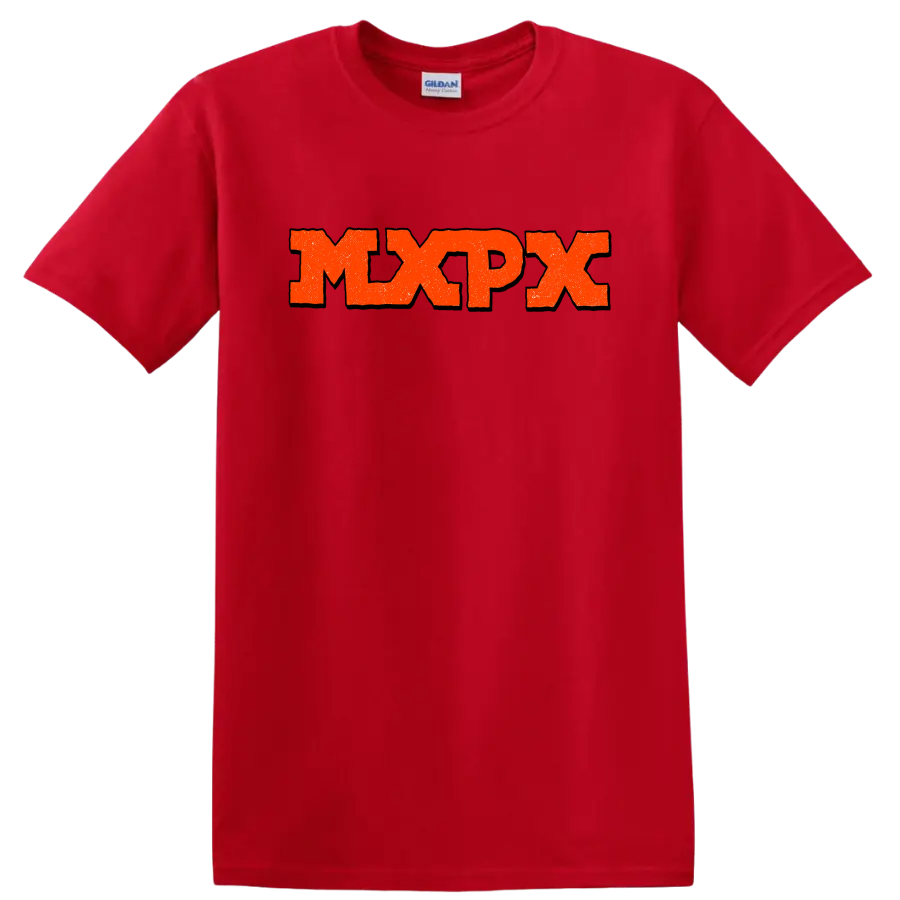 MxPx distressed punk rock band logo graphic on a Red T Shirt