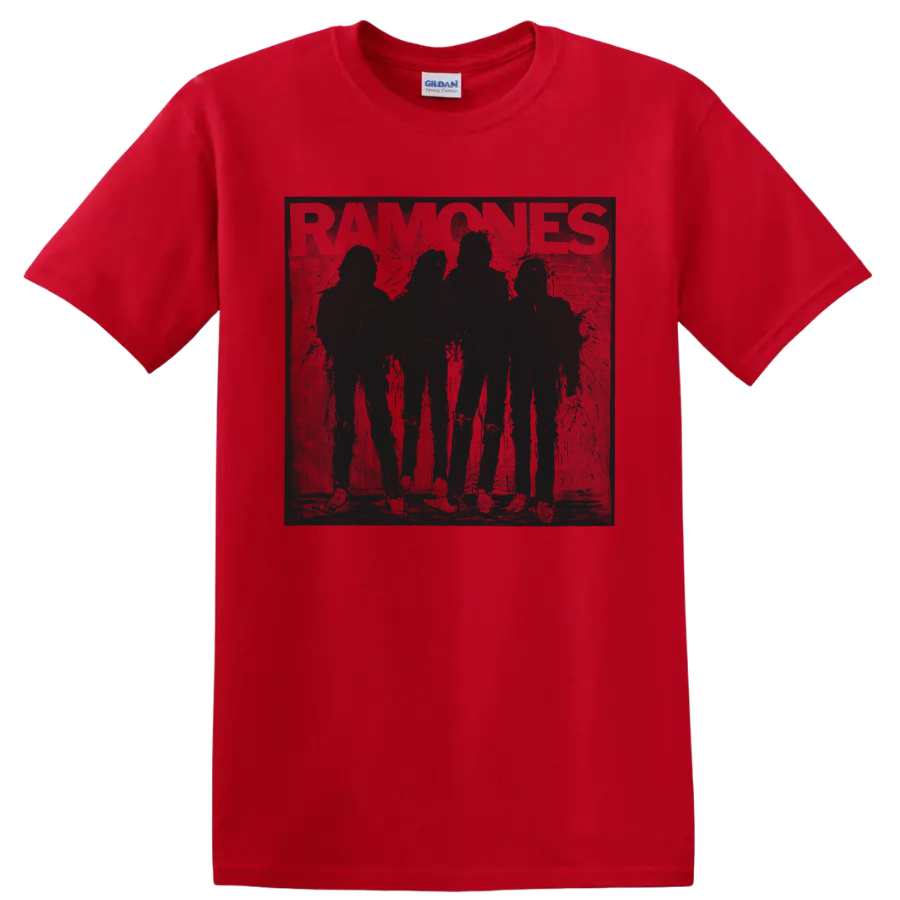 Ramones punk rock band vintage graphic print on a Red T Shirt