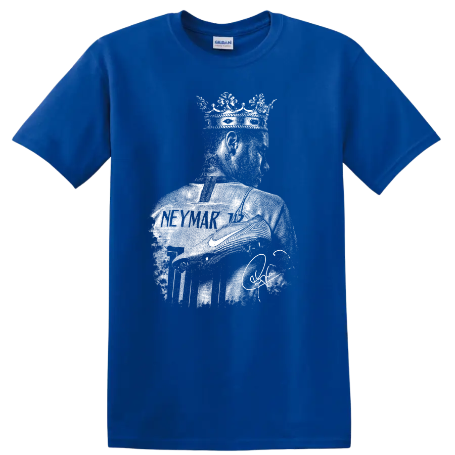 Retro Neymar soccer legend portrait graphic T - Royal (Blue)
