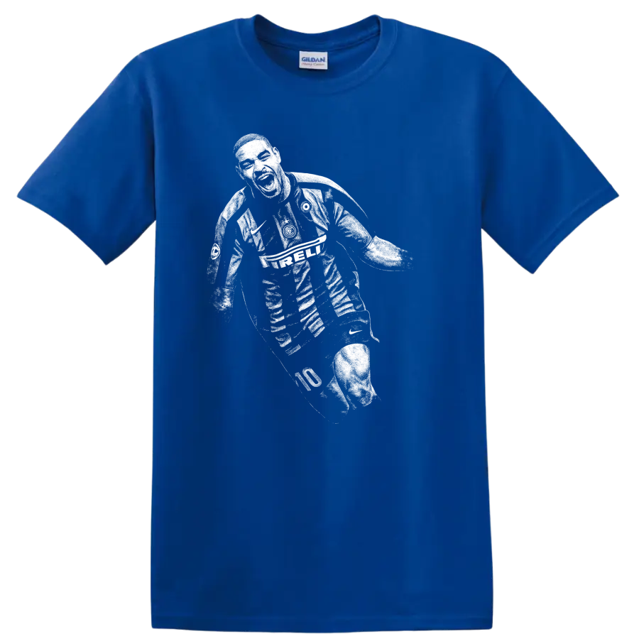 Retro soccer legend portrait of Adriano Leite Ribeiro on a T - Royal (Blue)