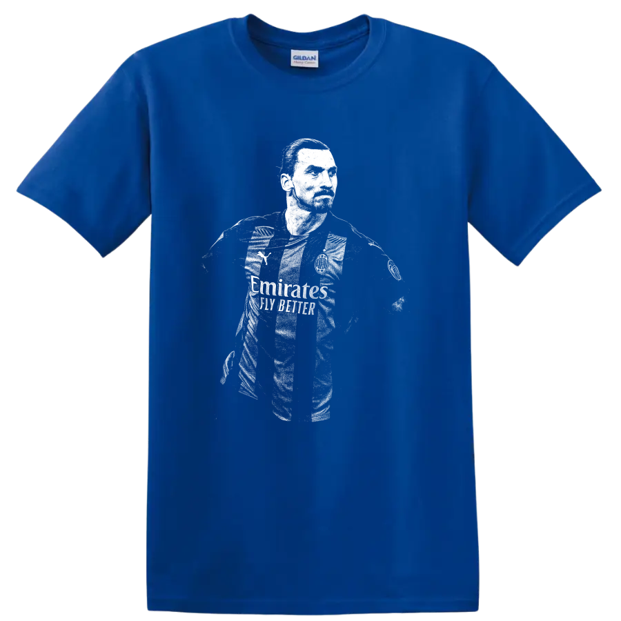 Retro soccer portrait of Zlatan Ibrahimović legend style T - Royal (Blue)